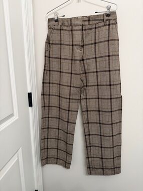Able Women's Plaid Wide-Leg Pants in Brown and Black